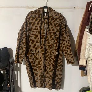FAKE Fendi Print Hooded Utility Jacket Coat